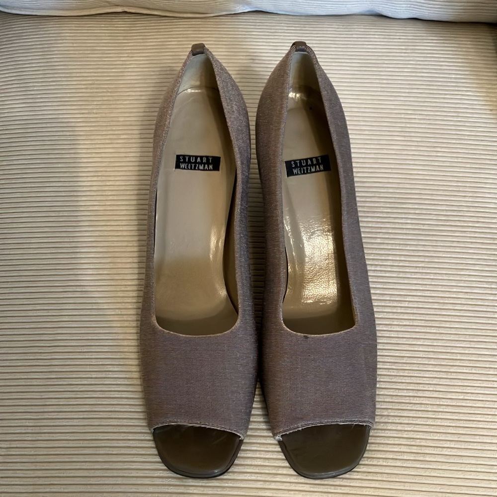 Stuart Weitzman Grey Open-Toe Narrow Heel